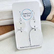 Load image into Gallery viewer, Embossed Arch Earrings: White