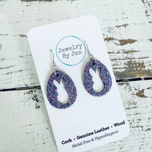 Load image into Gallery viewer, Easter Bunny Cutout Earrings: Aurora Purple Fine Glitter