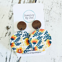 Load image into Gallery viewer, Wood Stud Earring: Golden Jasmine Flowers