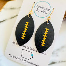 Load image into Gallery viewer, Football (Medium): Black w/Gold Glitter Laces
