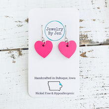 Load image into Gallery viewer, Mini Heart Earrings: Hot Pink