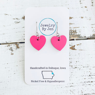 Mini Heart Earrings: Hot Pink