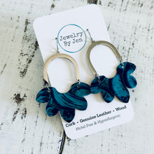Load image into Gallery viewer, Split Flower Earrings: Aquamarine Tooled