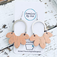 Load image into Gallery viewer, Split Flower Earrings: Peach Cork