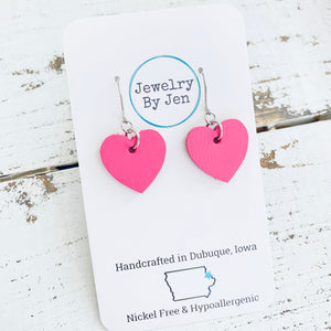Mini Heart Earrings: Hot Pink