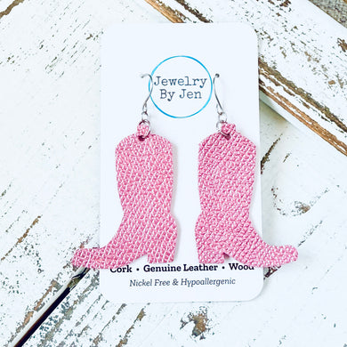 Cowgirl Boot Earrings: Bubblegum Pink Saffiano