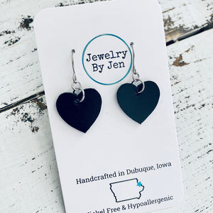 Mini Heart Earrings: Black