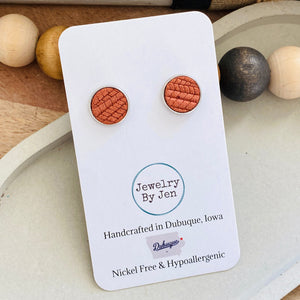 Stud Earrings: Rust Palm Leather