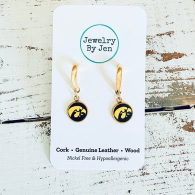 Iowa Hawkeyes Gold Huggie Tigerhawk Earrings