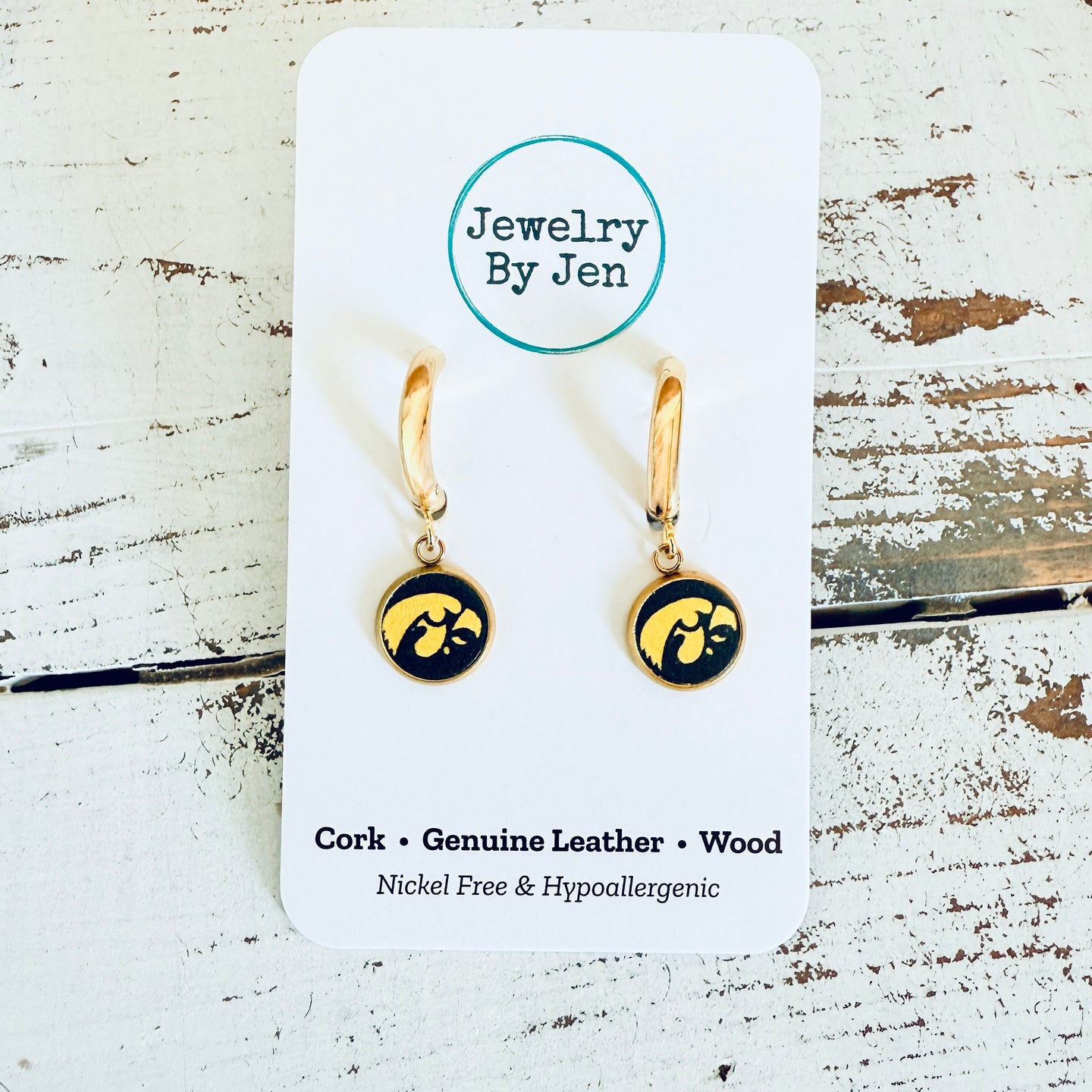 Iowa Hawkeyes Gold Huggie Tigerhawk Earrings