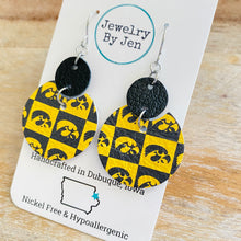 Load image into Gallery viewer, Iowa Hawkeyes Checkerboard &quot;Luna&quot; Earrings (Medium Size)