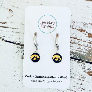 Iowa Hawkeyes Silver Huggie Tigerhawk Earrings