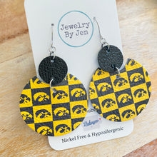 Load image into Gallery viewer, Iowa Hawkeyes Checkerboard &quot;Luna&quot; Earrings