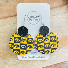 Load image into Gallery viewer, Iowa Hawkeyes Checkerboard &quot;Luna&quot; Leather Earrings
