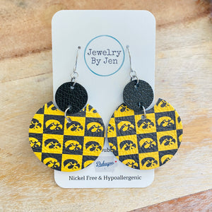 Iowa Hawkeyes Checkerboard "Luna" Earrings