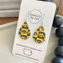 Load image into Gallery viewer, Iowa Hawkeyes Checkerboard Small Teardrop Earrings