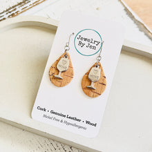 Load image into Gallery viewer, Small Teardrop Earrings:  Cork w/Wine Charm