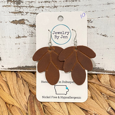 Embossed Leaf Earrings: Antique Tan (Older style)