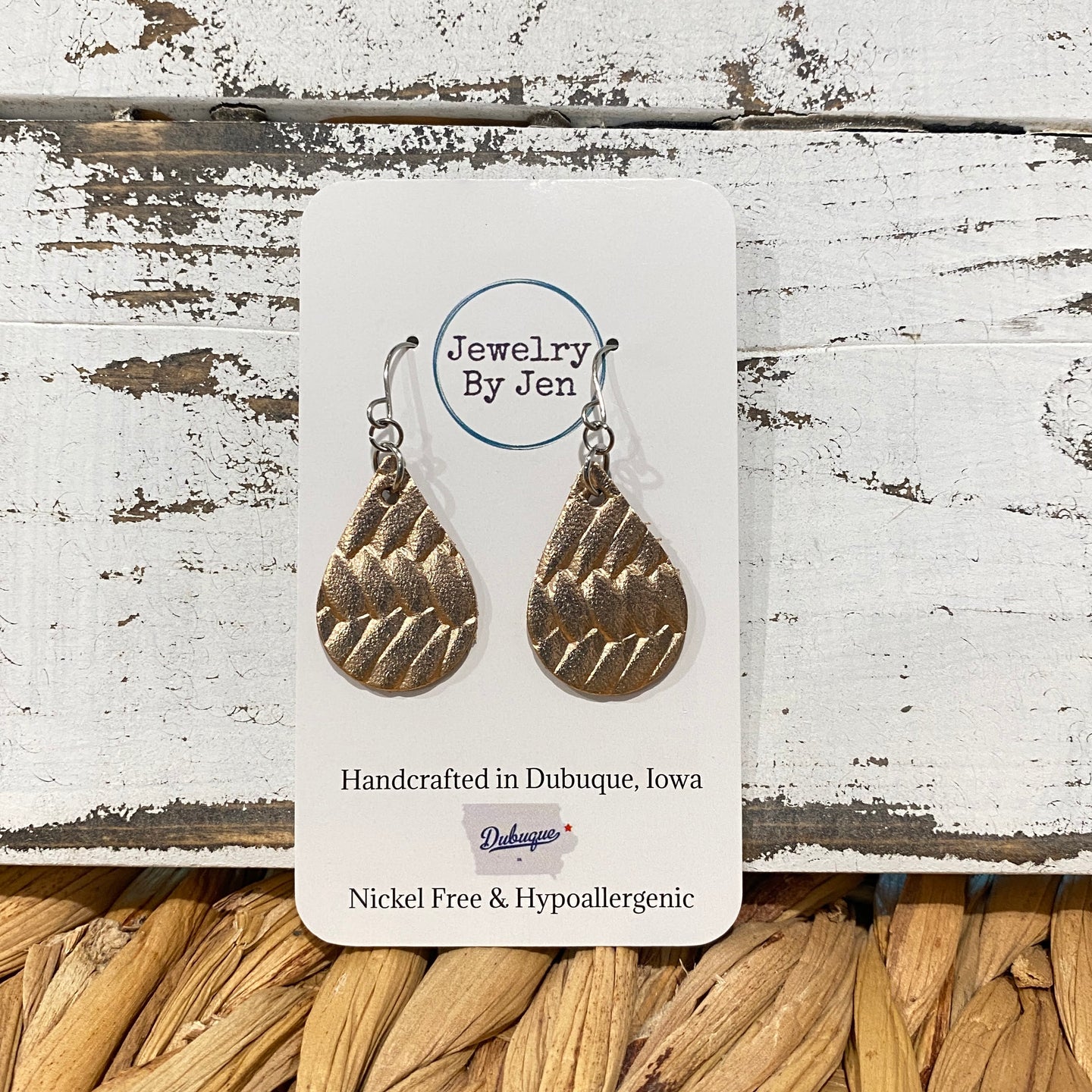 Small Teardrop: Rose Gold Braided