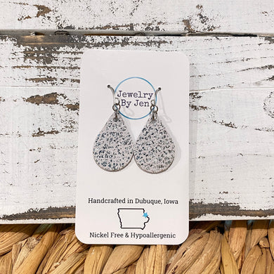 Small Teardrop: Silver & White
