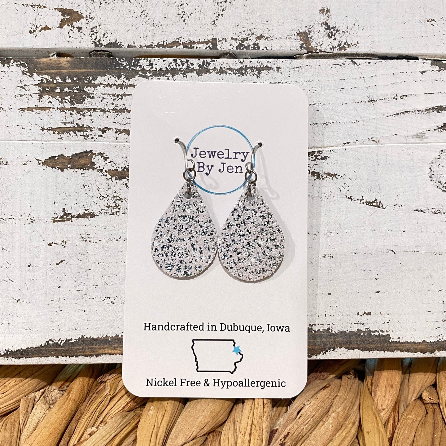 Small Teardrop: Silver & White