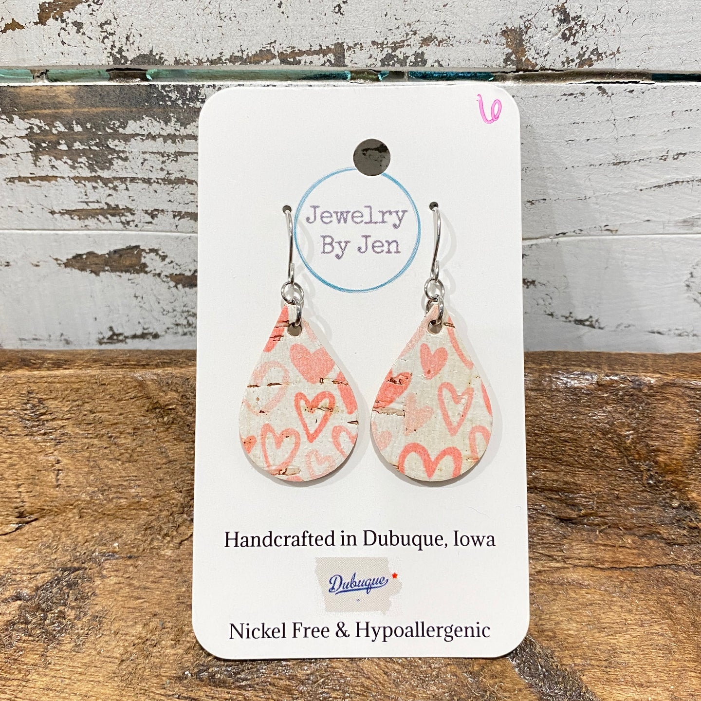 Small Teardrop: Pink Hearts
