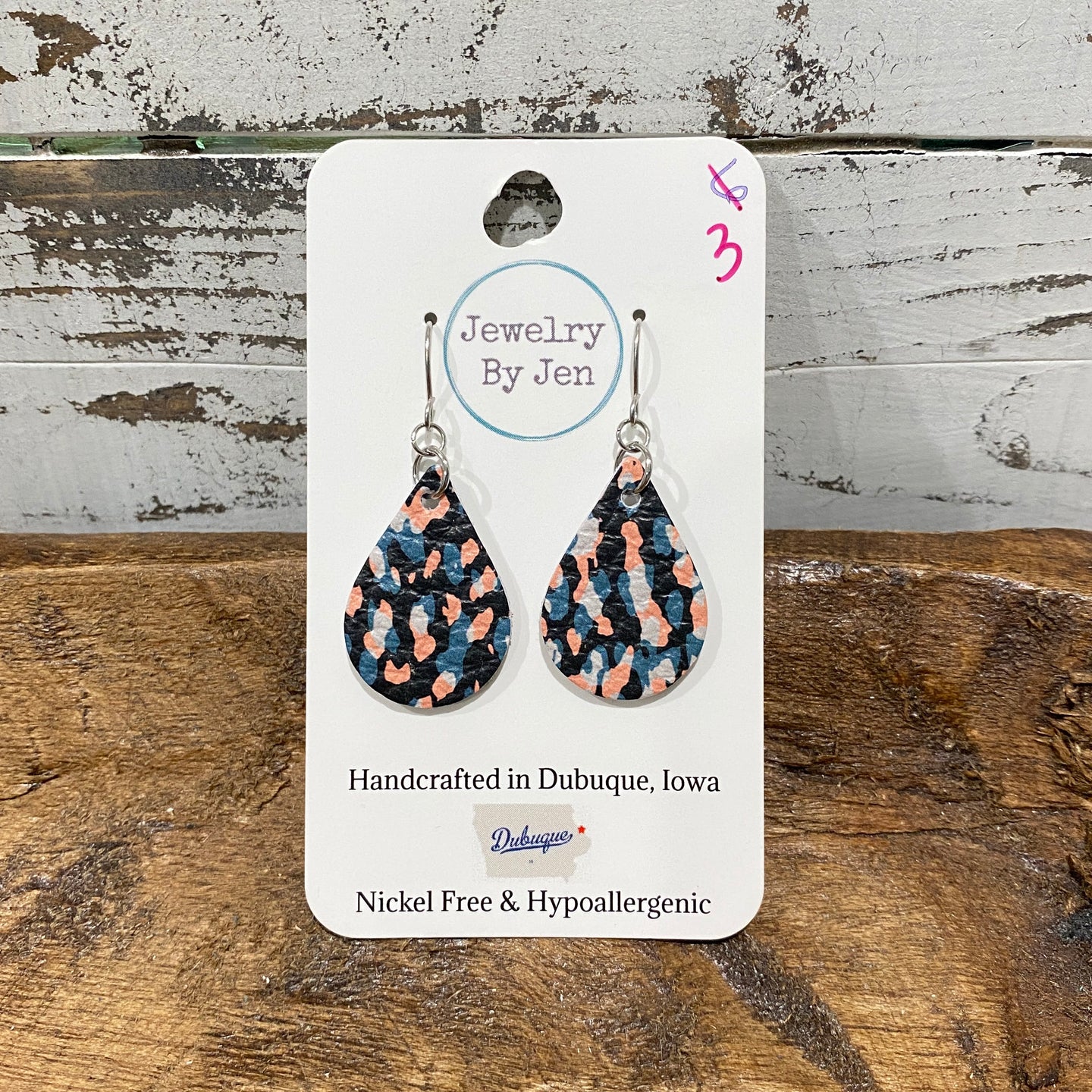 Small Teardrop: Teal & Coral