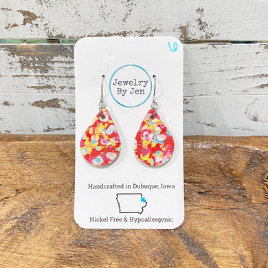 Small Teardrop: Pink Confetti