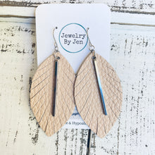 Load image into Gallery viewer, Fringe Leaf Earrings: Blush w/Silver Bar