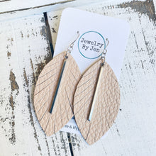 Load image into Gallery viewer, Fringe Leaf Earrings: Blush w/Silver Bar