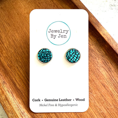 Stud Earrings: Cracked Ice Turquoise