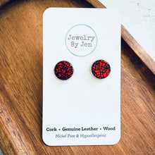 Load image into Gallery viewer, Stud Earrings: Cracked Ice Red