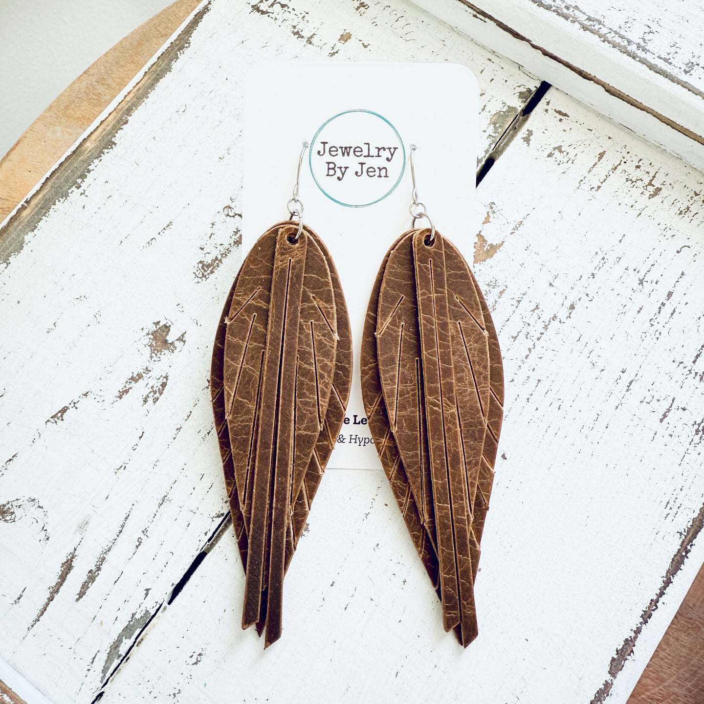 Narrow Fringe Feather Earrings: Vintage Cowboy