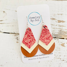Load image into Gallery viewer, Triple Stacked Teardrop Earrings: Cranberry/Vanilla/Cognac