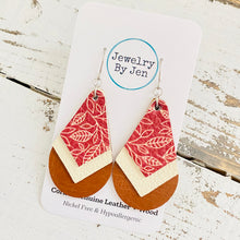 Load image into Gallery viewer, Triple Stacked Teardrop Earrings: Cranberry/Vanilla/Cognac