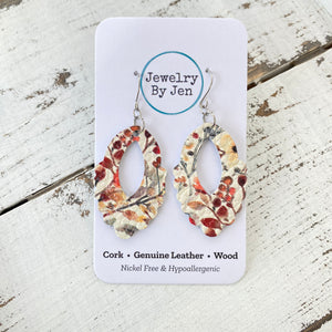 Scalloped Teardrop Earrings: Autumn Watercolor