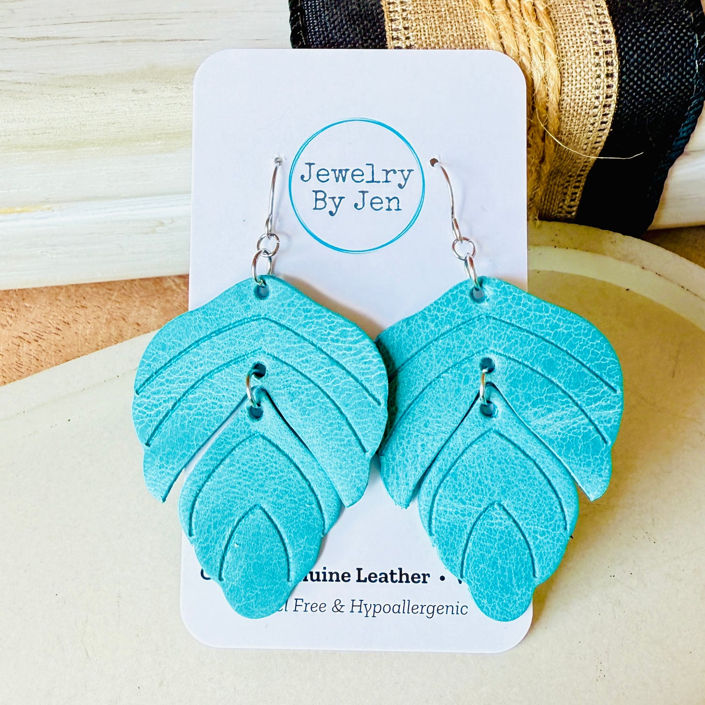 Split Leaf Earrings: Turquoise