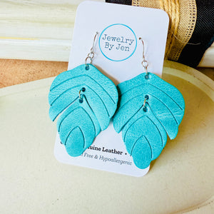 Split Leaf Earrings: Turquoise