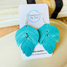 Load image into Gallery viewer, Split Leaf Earrings: Turquoise