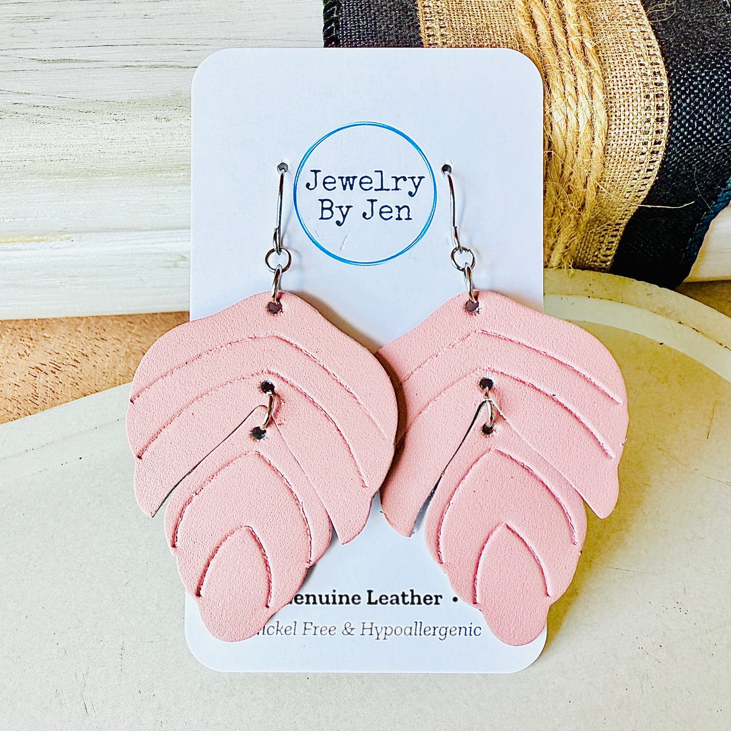 Split Leaf Earrings: Blush