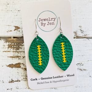 Football (Medium): Green w/Yellow Laces