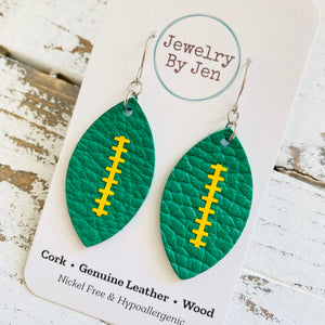 Football (Medium): Green w/Yellow Laces
