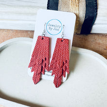 Load image into Gallery viewer, Boho Fringe Earrings: Ruby Red Saffiano