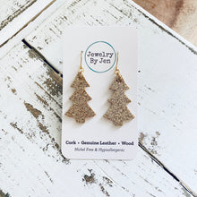 Load image into Gallery viewer, Christmas Tree Earrings: Fine Gold Glitter