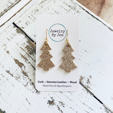Christmas Tree Earrings: Fine Gold Glitter