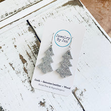 Load image into Gallery viewer, Christmas Tree Earrings: Fine Silver Glitter