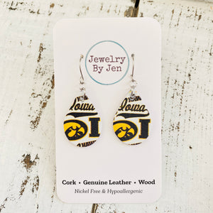 Iowa Hawkeyes Collage Small Teardrop Earrings