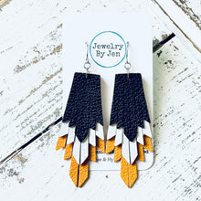 Load image into Gallery viewer, Boho Fringe Earrings: Black,White &amp; Mustard