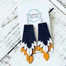 Load image into Gallery viewer, Boho Fringe Earrings: Black,White &amp; Mustard