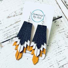 Load image into Gallery viewer, Boho Fringe Earrings: Black,White &amp; Mustard